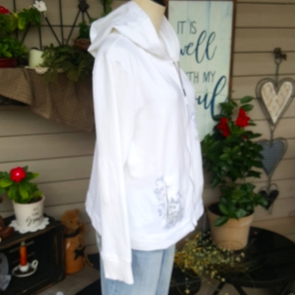 SONOMA ♡ White|Blue|Gray Embroidered|Embellished L|S Hoodie Jacket w/Pockets LP - Picture 10 of 16
